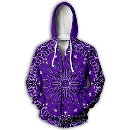 Bandana Pattern 3D Print Causal Clothing New Fashion Men/ Women Zipper Hoodies Plus size S-7XL harajuku man hoodies