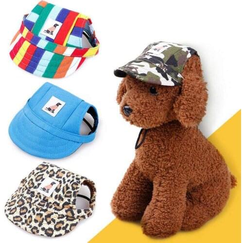 Animal Baseball Cap With Ear Holes Chihuahua Hat Dog Sun Baseball Cap Dog Hats Summer Outdoor Puppy Canvas Hat Sports E