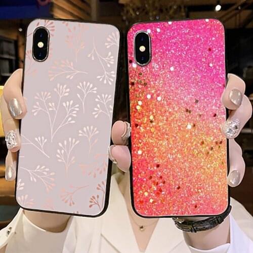 Glittering Shining Glitter Powder pink Phone Case Cover For iphone 5 5s 5c se 6 6s 7 8 plus x xs xr 11 pro max