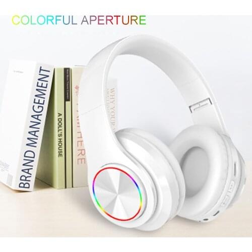 Luminous head-mounted bluetooth headset wireless bass folding card bluetooth headset