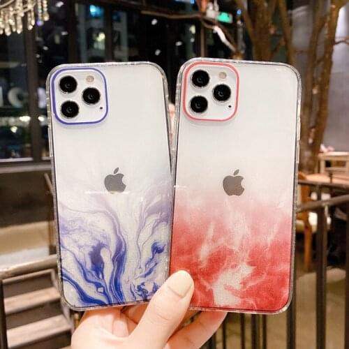 For iPhone 12 Case Gradient Marble Glitter Shockproof Square Phone Case For iphone 11 Pro Max XR XS Max X 7 8Plus SE 2020 Cover