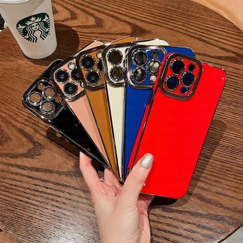 For IPhone 12 Pro Luxury Gold Plated Electroplated Camera Lens Protection Case For IPhone 11 Pro Max 6 7 8 Plus XS Silicone Case