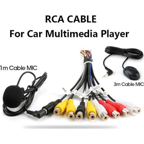 JMCQ Car Radio RCA Output Wire Cable With Microphone Video Output/input Audio Subwoofer microphone optional