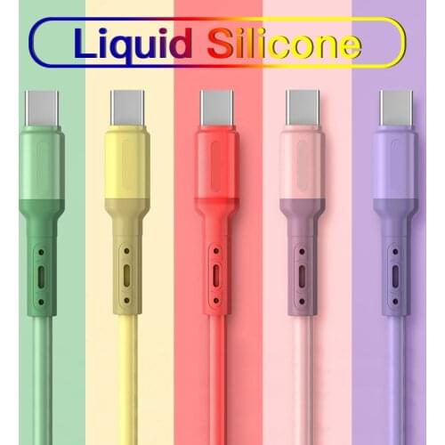 USB Type C Cable For Samsung S20 Liquid Silicone Data Cable USB C 3A Fast Charging For Huawei P40 Pro Xiaomi USB C Charger Wire