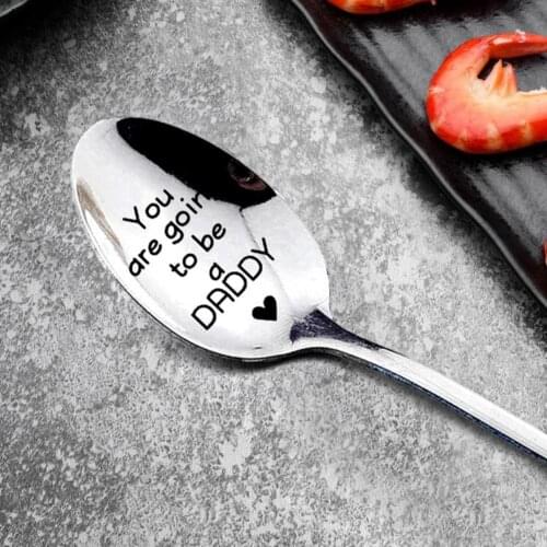 Lettering Coffee Spoon Long Handle Coffee Tea Ice Cream Tableware Valentine Dessert Spoon New Year Gift Household Use Teaspoon