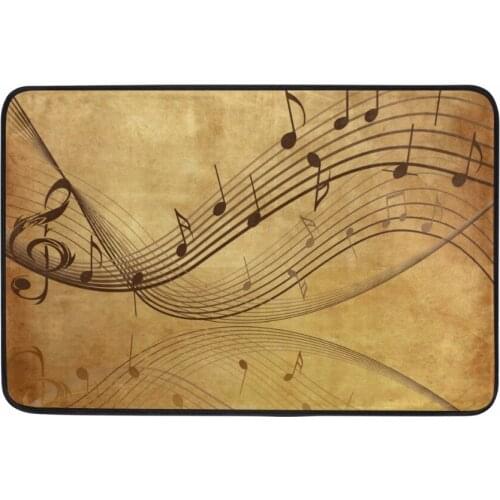 Yellow Background Music Note Bathroom Mat PVC Floor Bath Mats Set Non Slip Bathroom Toliet Rugs Water Absorption Carpet 40*60cm