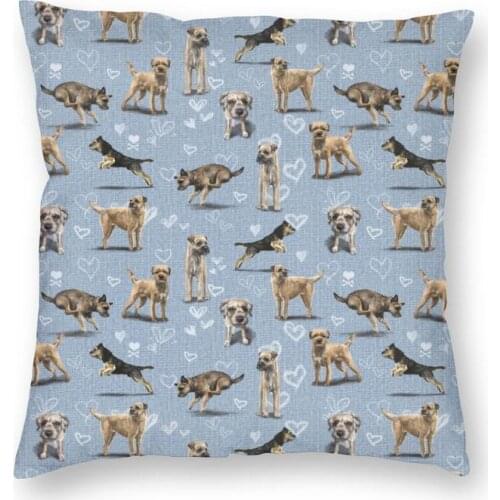 Cute Border Terrier Dog Cushion Covers Sofa Home Decor Pet Puppy Square Throw Pillow Cover 45x45