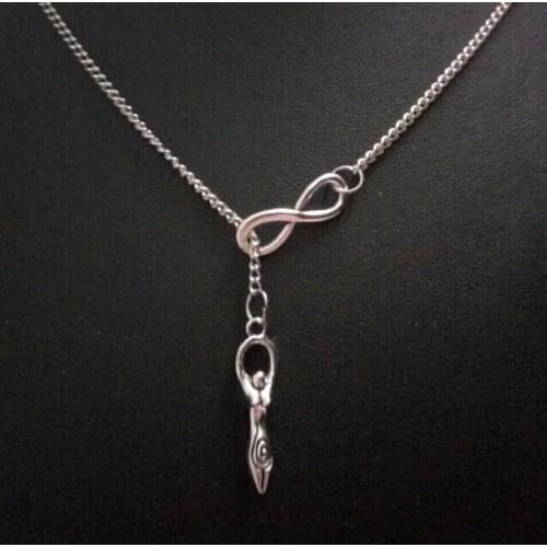 Hot 50cm New Fashion Jewelery Vintage "Alloy Goddess Pagan Wicca"& Lucky 8 Charms Pendant Statement Necklace Gift X99