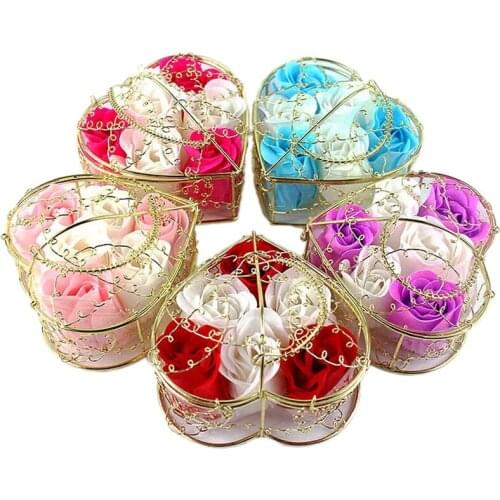 Best 6 Flowers/Box Valentines Day Gift for Girlfriend Rose Flower Soap Wedding Gifts Bridesmaids Gift (5Boxes)
