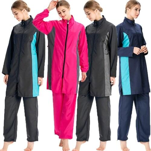 Muslim Women Hijab Swimsuit 3pcs Hooded Swimwear Islmaic Full Cover Burkini Arab Modest Beachwear Bathing Suit Surf Swim Wear