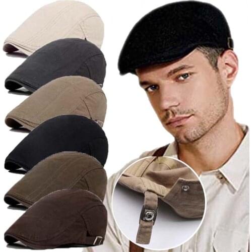 Retro Western Newsboy Caps Berets Hat Summer Spring Adjustable Men Sun Hats Cotton Plain Beret Hat Flat Brim Leisure Men Caps