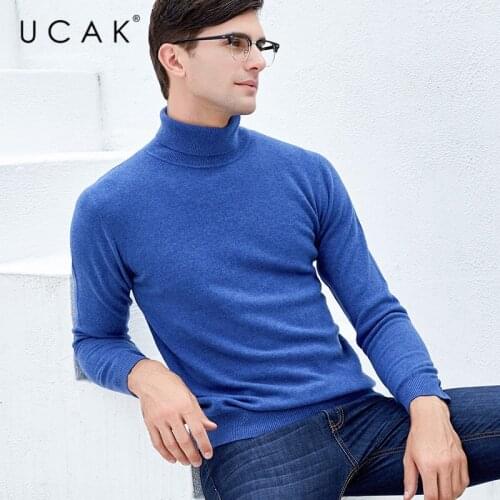 UCAK Brand Sweater Men Pure Merino Wool Pullover Men Autumn Winter Soft Cashmere Sweaters Thick Warm Turtleneck Pull Homme U3011