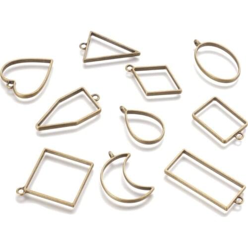 30Pcs/set Geometric Square Diamond Shape Metal Frame Set DIY Epoxy Resin UV Crystal Silicone Molds Jewelry Pendant Making