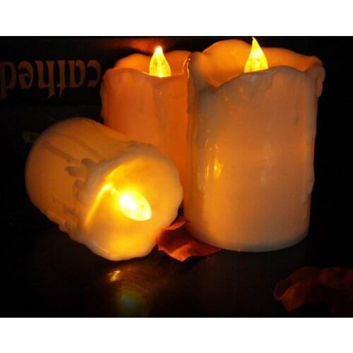 Set 3pcs LED Taper Candle Pillar Tea Light Candle Church Home Wedding Decor