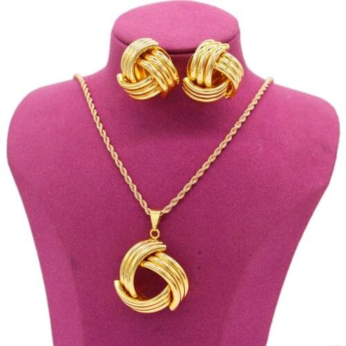 Apingxun Gold Color/Copper Broadside Earrings/Pendant/Necklace Jewelry Set African Russia Girls/Kids/Women Fashion Jewelry Gifts