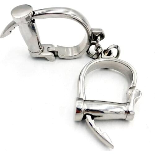 Stainless Steel Men and Women Adjustable Metal Handcuffs Adult Games Wrist Restraints BDSM Bondage Hand Cuffs Slave Sex tools