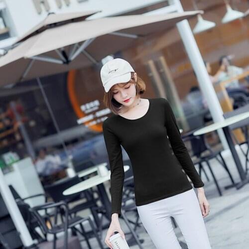 2019 spring new womens shirt long-sleeved womens t-shirt Slim comfortable casual home bottoming shirt cotton t-shirt female