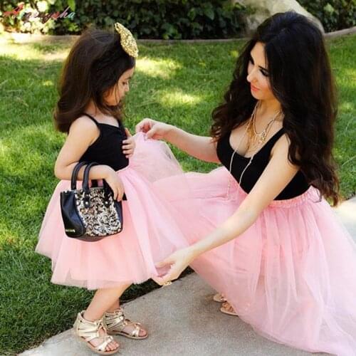 Mommy and Me Clothes Mother Daughter Tutu Dress Mum Girls Wedding Dresses LOVE Mom Mama Pink Tutu Skirt Family Matching Outfits