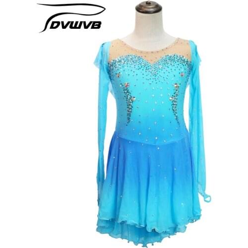 Dvwvb Figure Skating Dress Customized Competition Ice Skating Skirt for Girl Women Kids Performance Gymnastics ClassyA1
