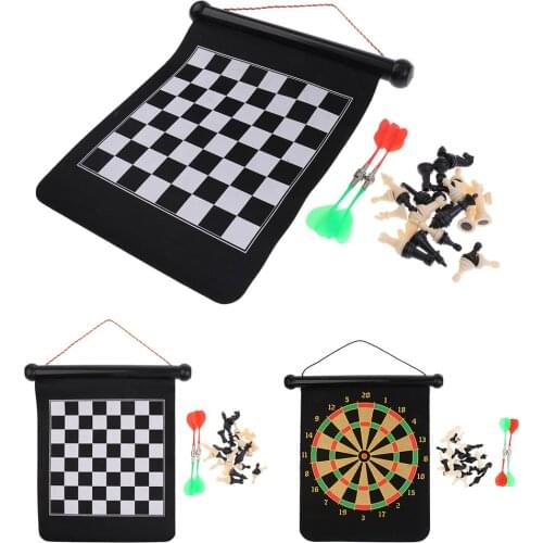 Portable 2 in 1 International Chess Wall Hanging Magnetic Safe Dart Board