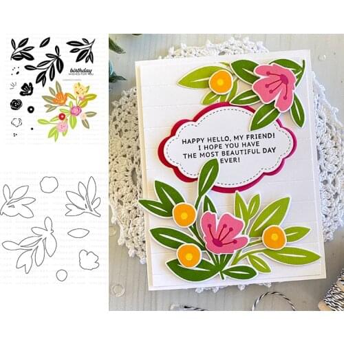 Prosperous Perennials Metal Cutting Dies Silicone Stamps Scrapbooking Make Photo Album Card DIY Paper Embossing Craft Supplies