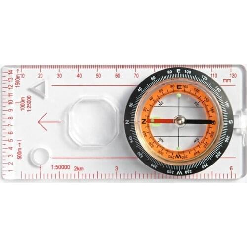 Ruler Compass Map Scale Magnifier Hiking Survival Multifunction Camping Portable Outdoor Pocket