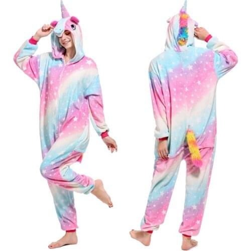 Christmas Winter Kugurumi unicorn Onesie Women Pajamas Set Cartoon Sleepwear Women Pijama Flannel Animal Pajama Hooded Homewear