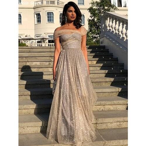Gray Sequin Tulle Prom Dress A-line Floor Length One Shoulder Elgegant Sleeveless For Girl Party Evening Dress вечерние платья