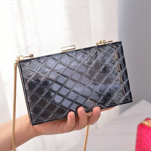 Blue Hand Bag Jelly Purse Transparent Square Clutch for Women Lingge Acrylic Bag High-Quality Spring Purse Handbags 2021