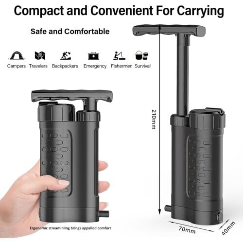 3000L Water Purifier Pump Water Filtration System with Bladder 0.01 Micron Filter for Outdoor Camping Hiking Emergency Survival