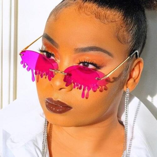 Funny Womens Shades Fashion Rimless Sunglasses Women 2020 Vintage Clouds Tears Drop Sun Glasses men Candy Colors Eyewear UV400