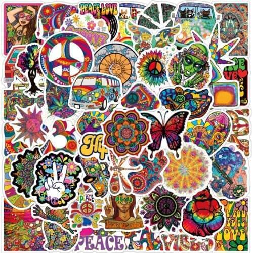 10/30/50Pcs Psychedelic Hippy Series Graffiti Sticker Waterproof Fridge Guitar Laptop Motorcycle Decal Skateboard Classic Toy