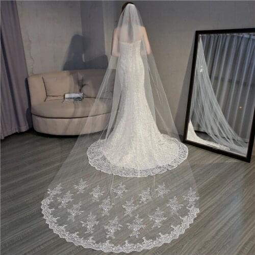 Poopodion Wedding Veils with Comb Weeding Accessoire Wedding Veil Long 3M Bridal Veil WAS10200