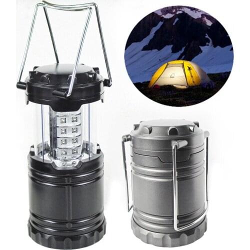 LED Camping Lantern Black Gray Portable 2-in-1 Collapsible Flashlight Lantern Water Resistant Light Lamp Tent Accessories