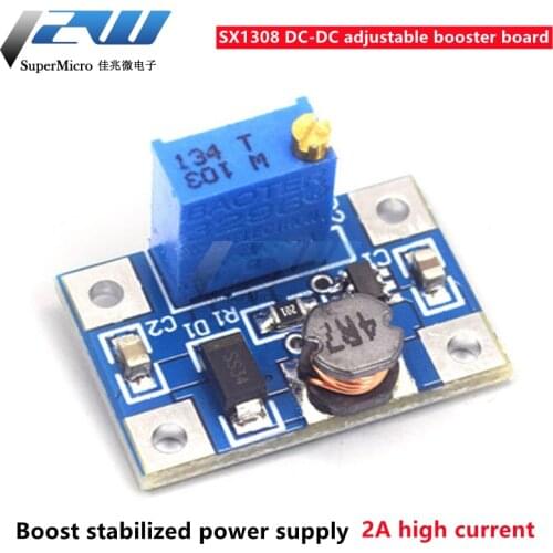 SX1308 DC-DC adjustable boost regulator power supply module high current 2A boost power supply board