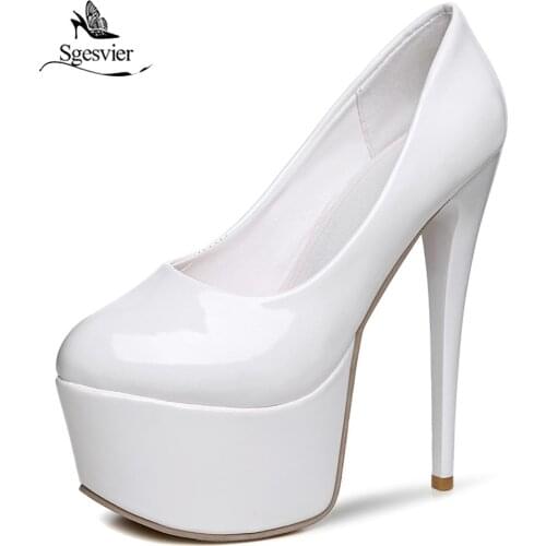 Sgesvier Super Thin High Heel Women Pumps Party Fashion Woman Shoes Platform Black Dress Night Club Shoes Big Size 31-48 B554