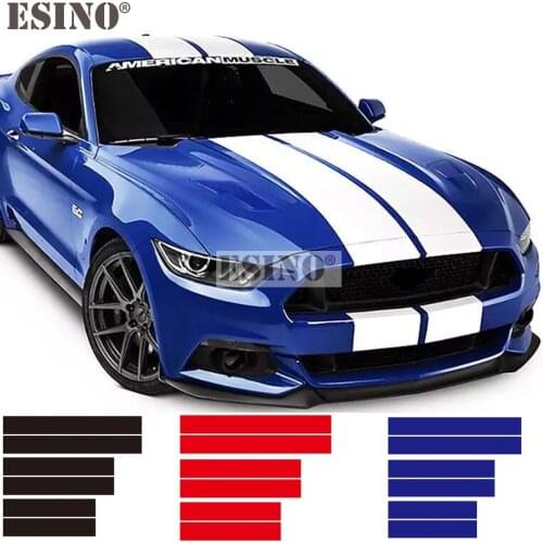 Universal Racing Style Stripes PVC Vinyl Decals Hood Roof Trunk Car Full Body Sticker Set for Mustang GT350 GT500 Shelby