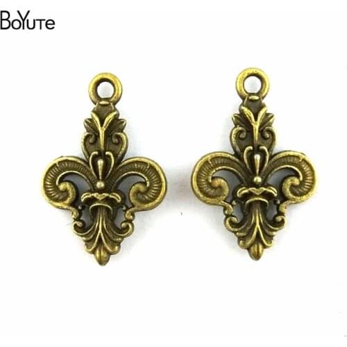BoYuTe (50 Pieces/Lot) 17*25MM Vintage Accessories Parts Material Antique Bronze Cherry Blossom Pendant for Jewelry Making