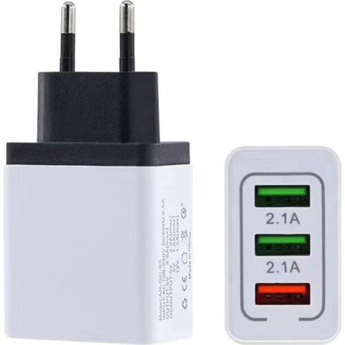 USB Phone Charger 3 Ports Fast Charging Adapter For iPhone Android 2.1A Smart Travel USB Power Adapter Portable Phone Charger
