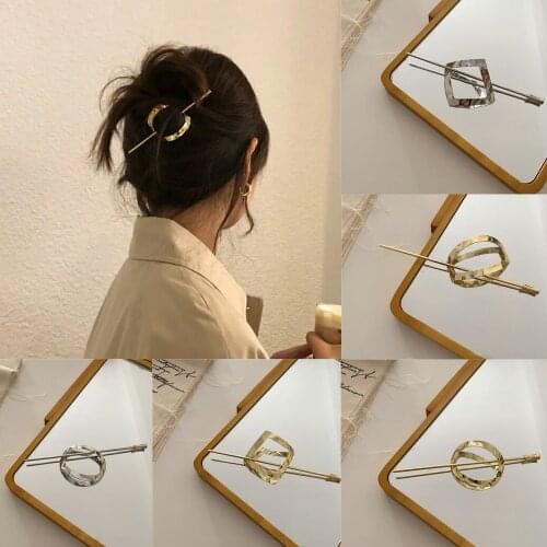 Ruoshui Woman Geometric Metal Hair Stick Chic Hair Claws Ladies Hair Accessories Hairclip Hairpins Headwear Barrettes Hairgrip