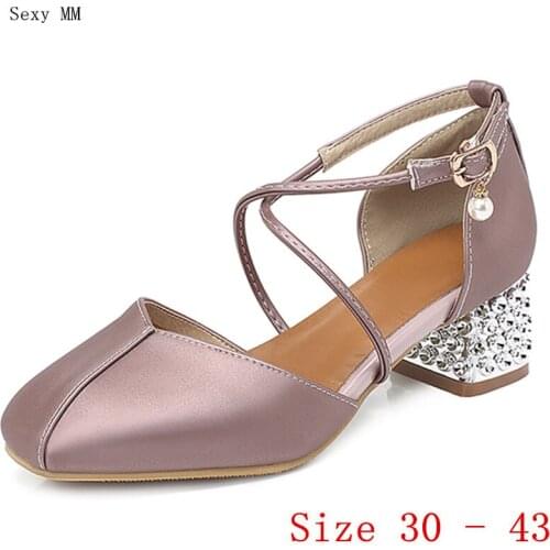 Pumps Women Oxfords Career D'Orsay Shoes Med High Heels Woman Med High Heel Shoes Small Plus Size 30 31 32 33 - 40 41 42 43