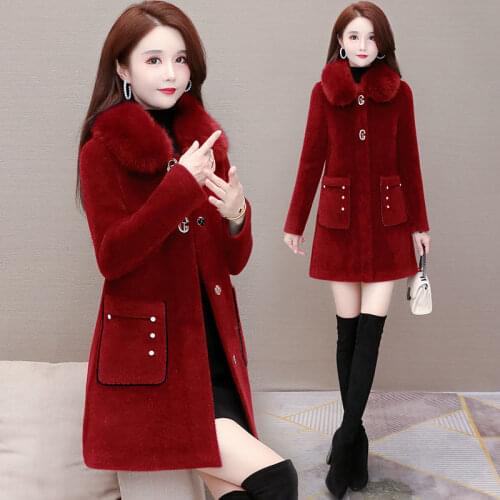 Womens High-end Mink Down Coat 2020 New Female Autumn Winter Keep Warm Woolen Jacket Middle-aged Mother Fashion Overcoat5XL