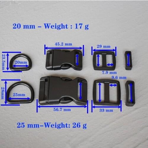1 Set 20/25mm Plastic Buckle Strap Rectangular Buckle Adjuster For Bag Pet Dog Collar Necklace Sewing Handmade Accessory 4sP