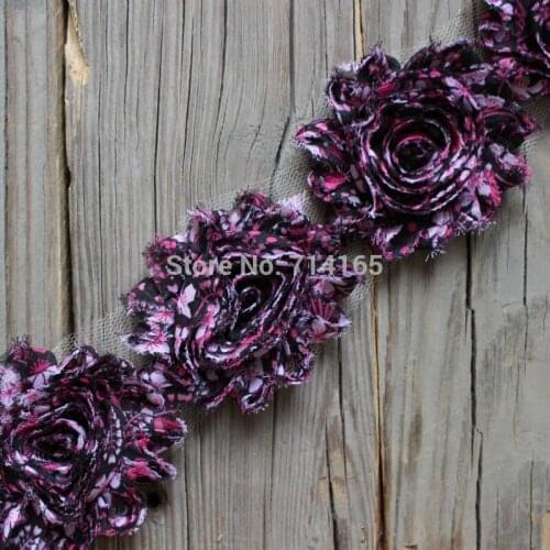 1yard DIY shabby flower Chiffon Flower Shabby Rose Trim hair flower/headband/shoes(027)