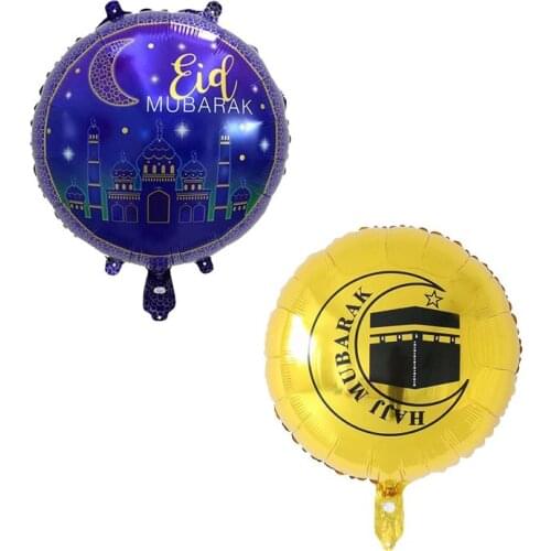 10pcs 18inch Round Eid Mubarak Foil Balloons Mubarak Decorations Star Moon Helium balloon Ramadan Kareem Eid Al-Fitr Supplies
