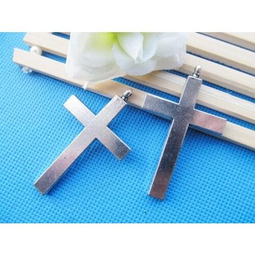 10pcs Heavy Good Quality Silver Tone Straight Blank Thick Cross Pendant Charm/Finding,DIY Jewelry Making Accessory CR0006