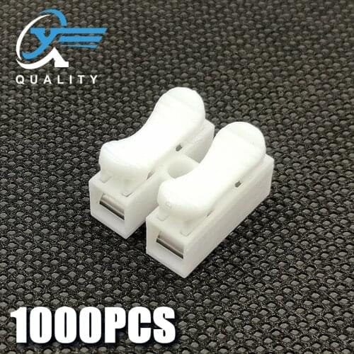 1000pcs/pack CH-2 Spring Wire Quick Connector 2p Electrical Crimp Terminals Block Splice Cable Clamp Easy Fit Led Strip