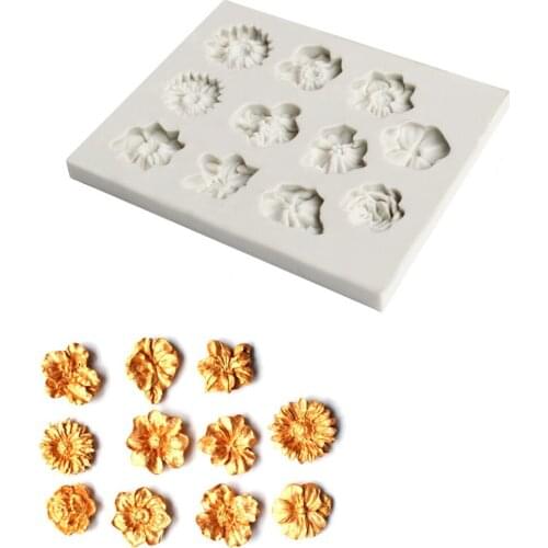 3D Rose Sunflowers Silicone Cake Decor Mold Sugar Crafts DIY Chocolate Pastry Bakeware Tool Small Flower Shaped Fondant Mold