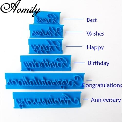 Aomily 6pcs/Set Decor Alphabet Number Letter Impress Mold Set DIY Cookie Biscuit Stamp Embosser Cutter Gift Fondant Tool