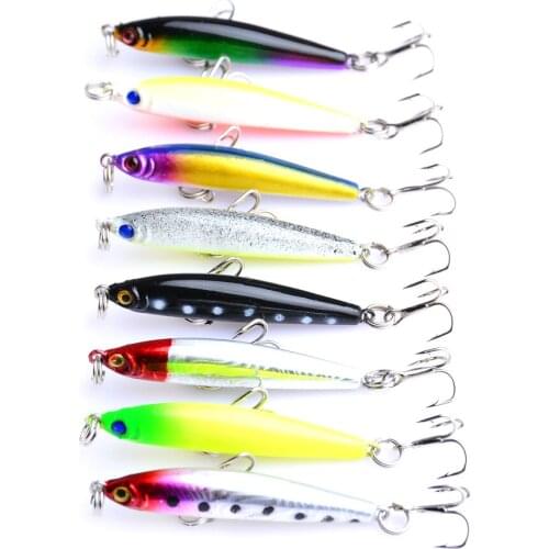 8pcs/lot 5cm 3.5g Minnow Fishing Lures Hard Bait 3D Eyes Crankbait Wobblers Carp Fishing Peaca Bass Fishing Tackle 8 Colors